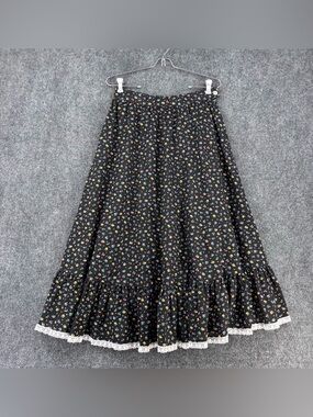 VTG Rockmount Ranch Micro Floral Western Skirt Ruffle Size S Prairie Cottagecore